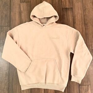 COMFRT Cozy Tan Logo Oversized Hoodie Sz L NEW!!
